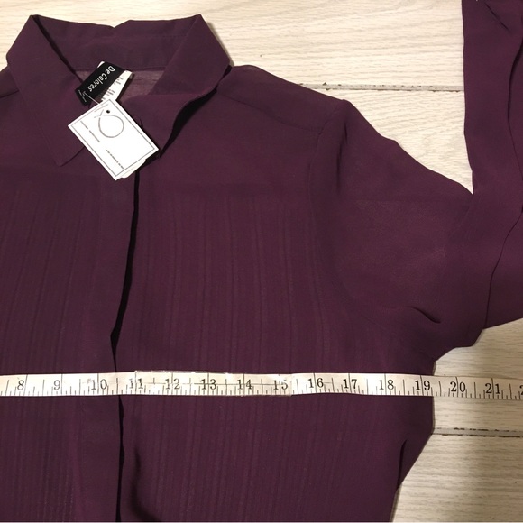 De Colores Long Sleeve Purple Sheer Top Collar Size L - Picture 4 of 7